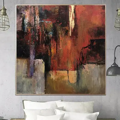 Red Abstract Oil Painting Wall Art Orange Colorful Artwork Large Abstract Art Large Original Painting Original Artwork Abstra...