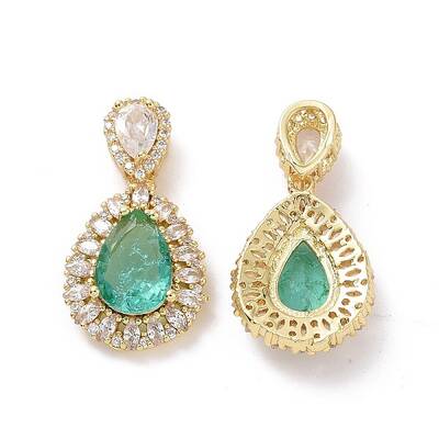 Brass Micro Pave Cubic Zirconia Pendants
