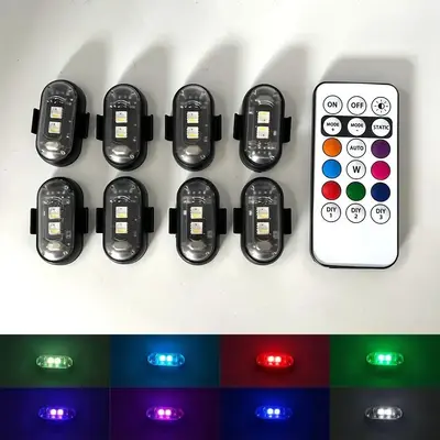 Car LED Warning Light, RGB Color Changing LED Light with Remote Control, Multifunctional Vehicle LED Decorative Light for Car...