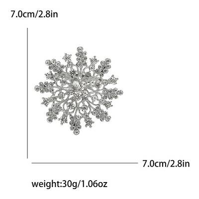 Alloy and Clear Glass Rhinestone Christmas Snowflake Brooch for Women