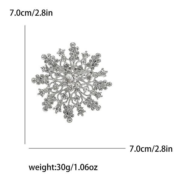 Alloy and Clear Glass Rhinestone Christmas Snowflake Brooch for Women