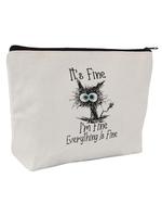 Cartoon Cat Pattern Makeup Bag, Casual Zipper Travel Toiletry Bag for Women & Girls, Funny Cat Cosmetic Bag, Best Gift Idea f...