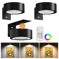 3-Pack Picture Light for Artworking, Modern Magnetic Wall Light with 12 RGB Color, Remote and Dimmable Timer for Picture, Pho...
