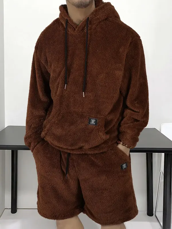 Men's Hooded Sweatshirt Shorts Set, Fresh New Arrival Must-Have, Very Worthwhile Hoodie Top Pants Two-Piece Suit, Casual Long...