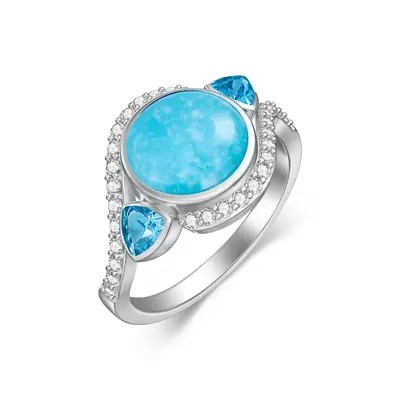 Sterling Silver Round Shaped Turquoise Ring