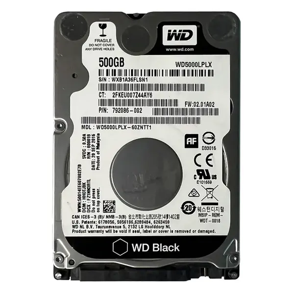 792086-002 HP 500GB 7200RPM SATA 6Gb/s NHP 16MB Cache 2.5-inch Hard Drive