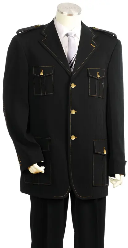 Canto Men's 2 Piece Military Fashion Suit with Shoulder Epaulettes