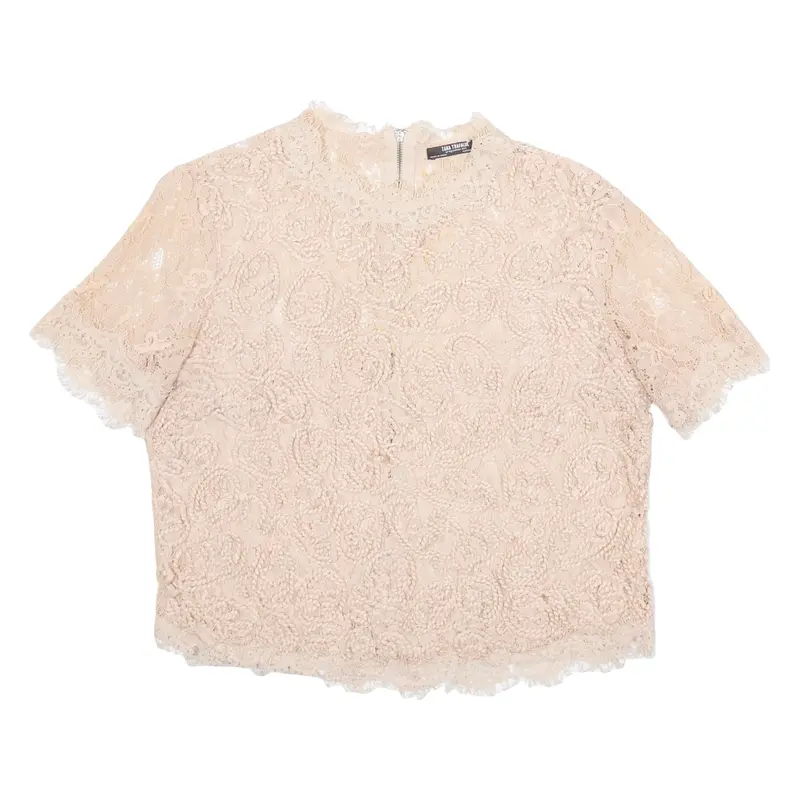 ZARA Womens Printed Blouse Pink Crazy Pattern M