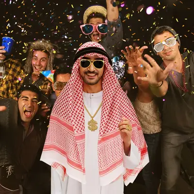 Glamorous 5pcs Arabic Men's Costume Accessory Set - Includes Hijab & Black Headband, Perfect for Halloween, Cosplay & Carniva...