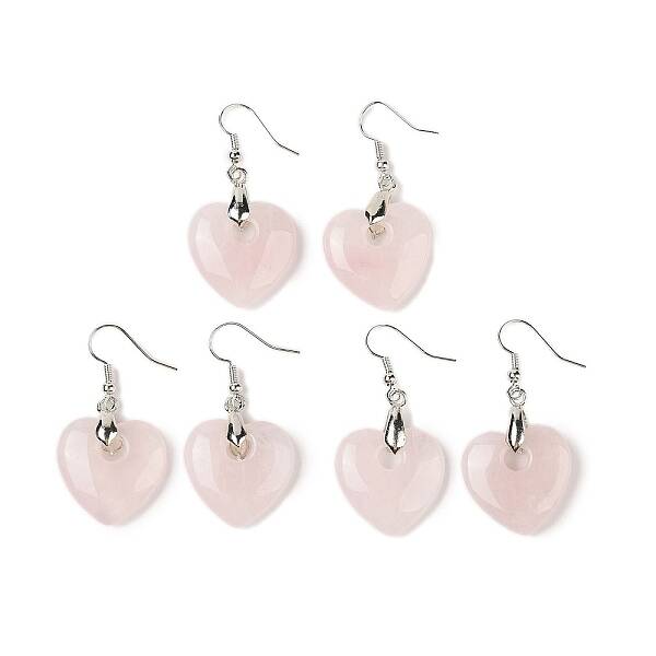 Natutal Rose Quartz  Dangle Earrings