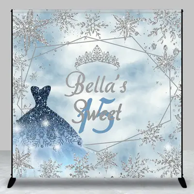 Custom Sliver Crown Dress Sweet 15 Birthday Backdrop