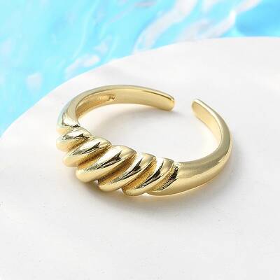 Rack Plating Brass Croissant Open Cuff Ring for Women