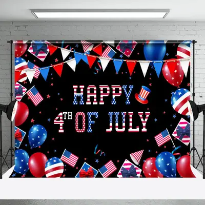 American Flag Balloon Happy 4Th Of July Backdrop - Aperturee