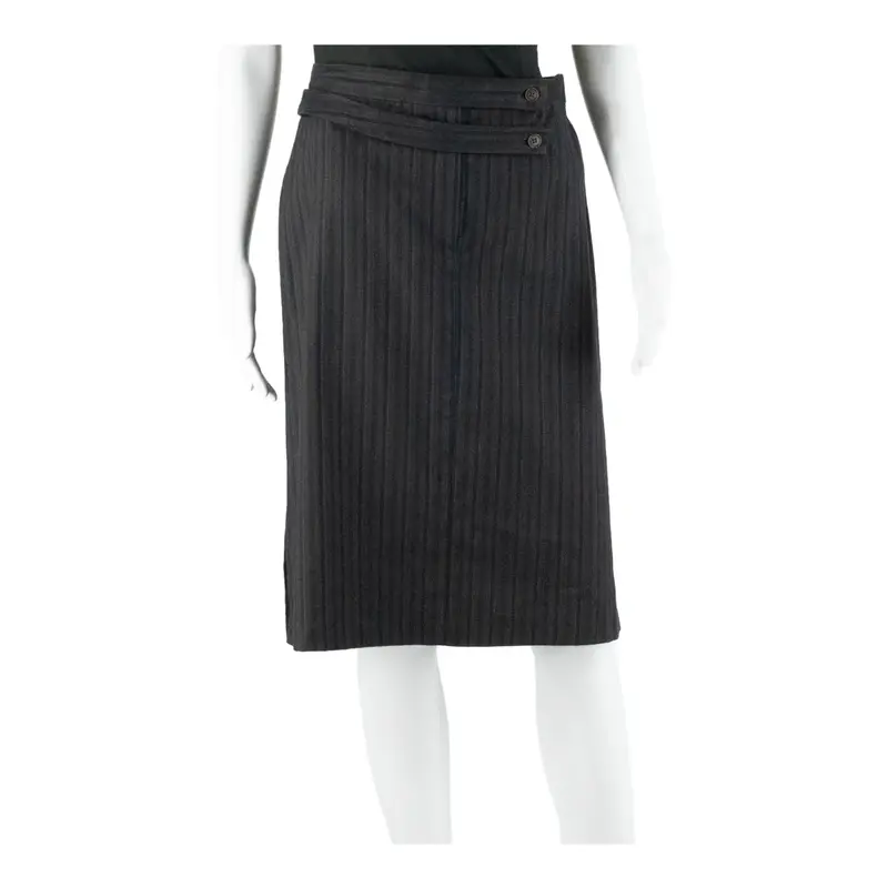 CARACTERE Knee Length Straight Skirt Blue Striped Womens UK 12