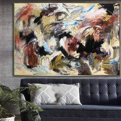 Oversize Colorful Paintings On Canvas Beige Abstract Wall Art Contemporary Art Wall Decor | RIOT COLORS