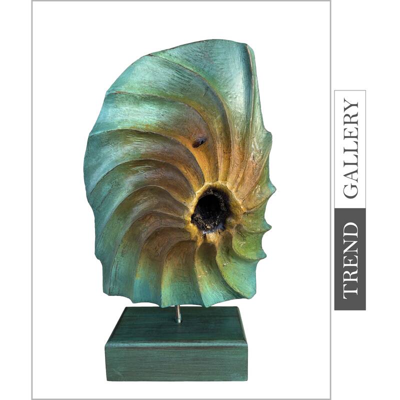 Original Oval Wood Sculpture Abstract Green Table Statue Modern Desktop Art Wood Desktop Art | DORMANT VOLCANO 15.8"x7.8...