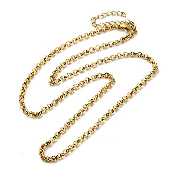 Ion Plating(IP) 304 Stainless Steel Rolo Chain Necklaces