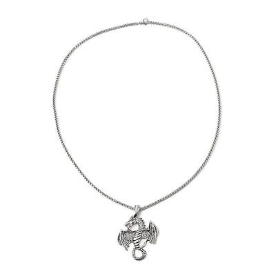 Alloy Dragon Pendant Necklace with 201 Stainless Steel Box Chains