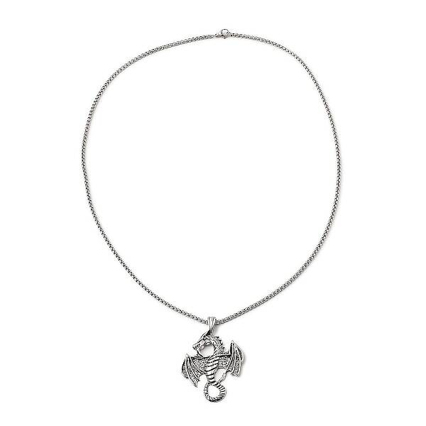 Alloy Dragon Pendant Necklace with 201 Stainless Steel Box Chains