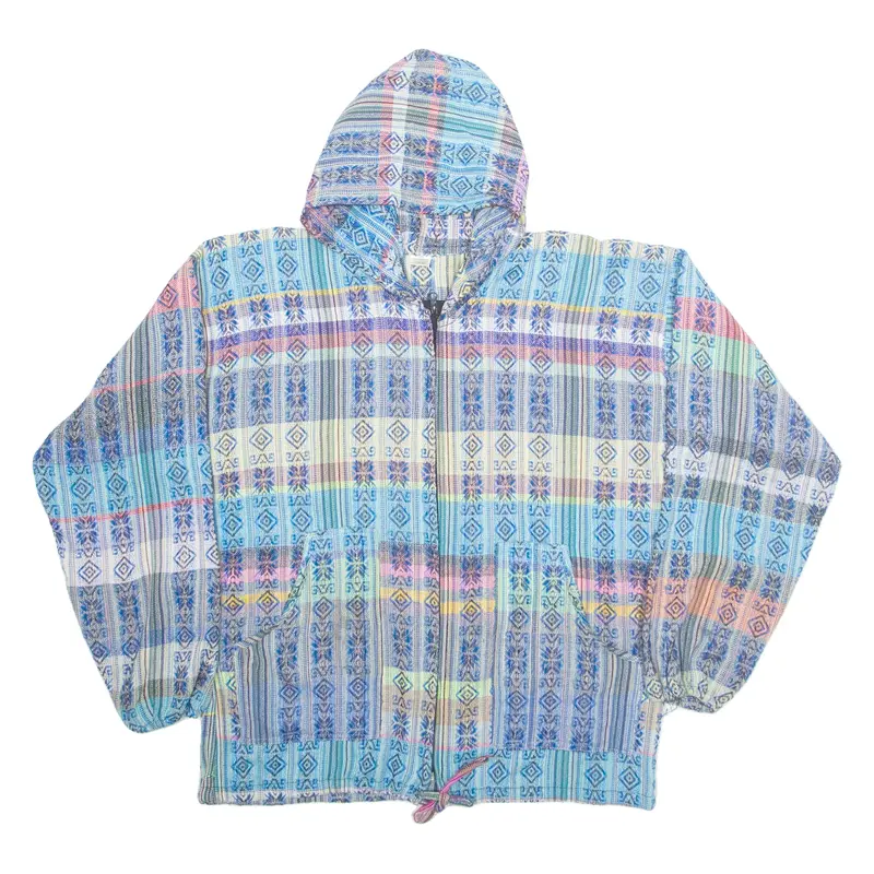 INKA ARTESANIAS Mens Blue Hoodie Full Zip L