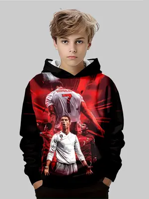 New Arrival 3D Print Long Sleeve Sports Top for Boys, Stylish & Cool Design, Comfortable Outdoor Casual Wear for Spring & Fal...