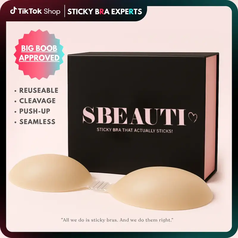 SBEAUTI #1 Sticky Bra, Adhesive Cleavage Bra, Push Up Bra, Up to G size, Portable Seamless Strapless Bra, Waterproof & Reusab...