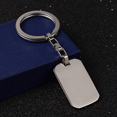 Non-Tarnish Rectangle 304 Stainless Steel Keychain