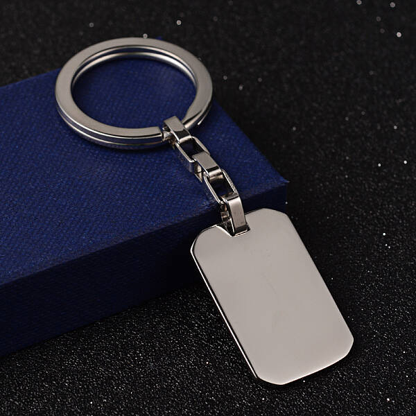 Non-Tarnish Rectangle 304 Stainless Steel Keychain