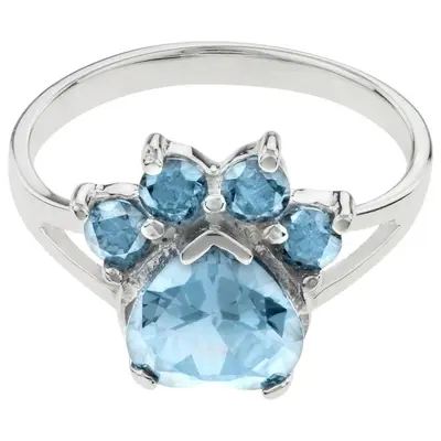 Paw Print Birthstone Sterling Ring | Fair Trade - November - 7