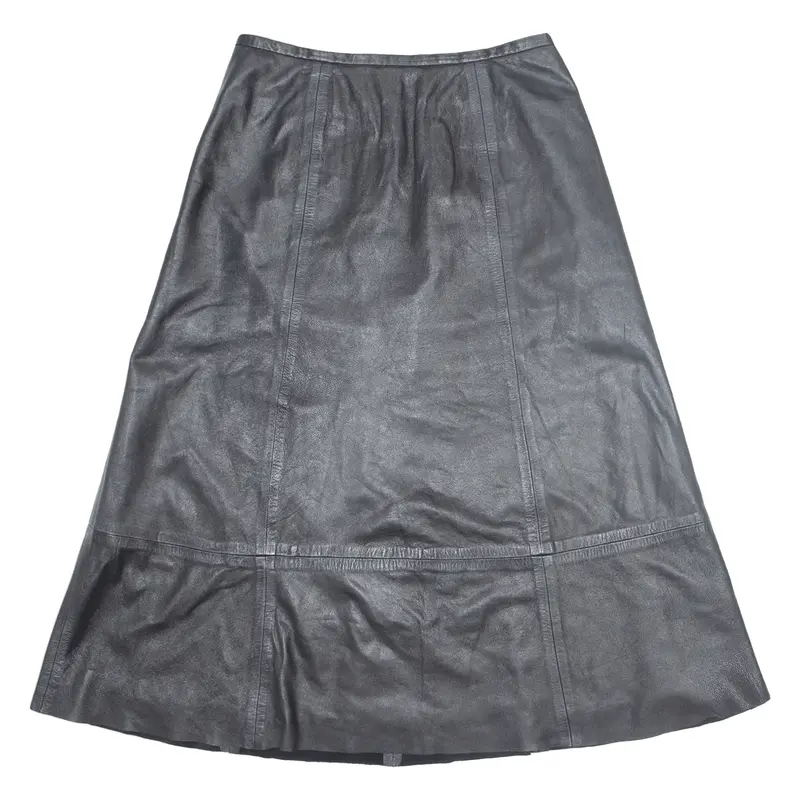 ZIMMERMANN Midi A-Line Skirt Black Leather Womens S