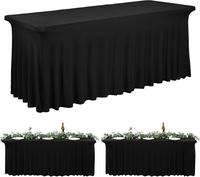 2/4/6 Pack Spandex 6ft/8ft Table Skirts for Rectangle Table Stretch Tablecloth Washable Wrinkle Resistant Table Covers and Fi...