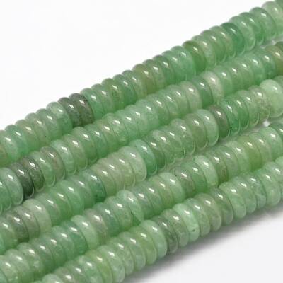 Flat Round/Disc Natural Green Aventurine Bead Strands