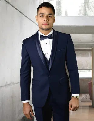 Mens Navy Blue Wedding Tuxedo - Dark Blue Tuxedo Suit
