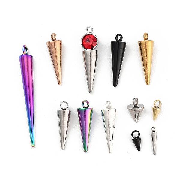 Stainless Steel with Glass Rhinestone Pendants
