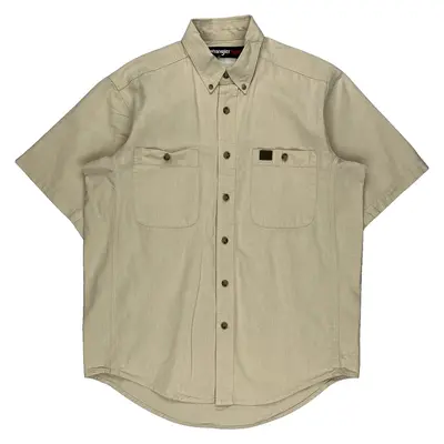 Wrangler Short Sleeve Shirt - XL Khaki Cotton