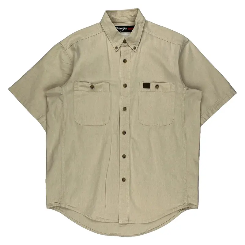 Wrangler Short Sleeve Shirt - XL Khaki Cotton