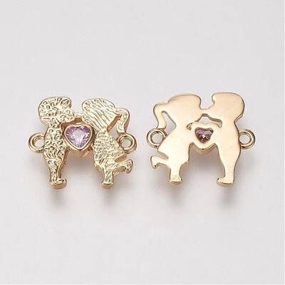 Brass Micro Pave Grade AAA Cubic Zirconia Links