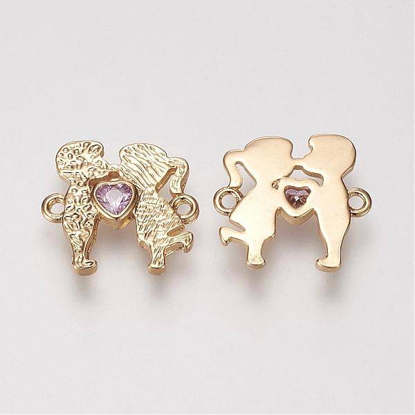Brass Micro Pave Grade AAA Cubic Zirconia Links