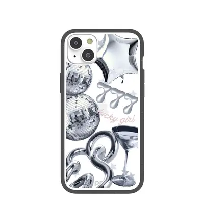 Clear Cosmic Luck iPhone 14 Plus Case With Black Ridge