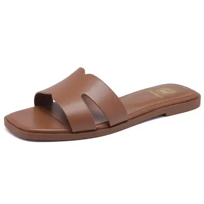 FW FRAN WILLOR Women's Flat Sandals Dressy Comfortable Slide Sandals Fashion Square Open Toe Beach Sandals for Summer Slipper...