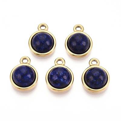 Dyed Natural Lapis Lazuli Half Round Charms