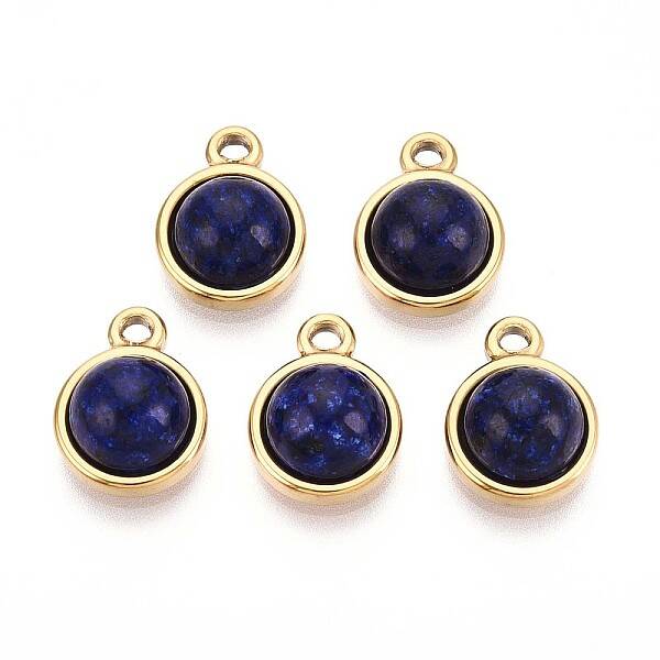 Dyed Natural Lapis Lazuli Half Round Charms