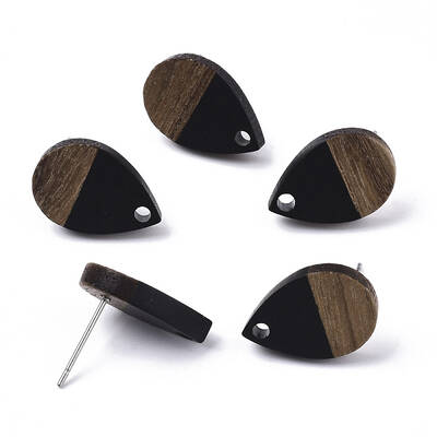 Resin & Walnut Wood Stud Earring Findings