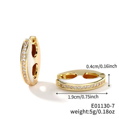 Retro Brass Enamel Hoop Earrings