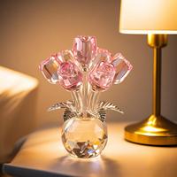 Artificial Crystal Rose Flower Design Ornament, 1 Count Creative Rose Flower Statue, Decorative Flower for Home Living Room B...