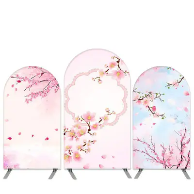 Aperturee Peach Flowers Theme Pink Arch Backdrop Kit Banner | Diy Chiara Backdrop Cover | Chiara Wall Backdrop Diy | Diy Roun...