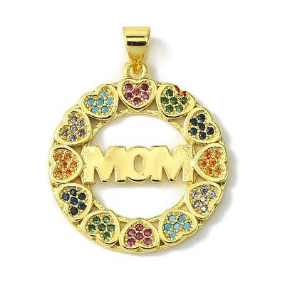 Mother's Day Brass Micro Pave Cubic Zirconia Pendants