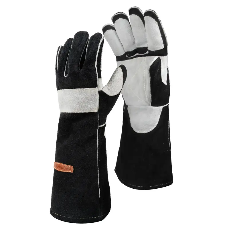 YESWELDER 16 Inches 932℉ Leather Forge MIG Welding Gloves with Kevlar Stitching and Palm Reinforcements, Heat Resistant Saf...
