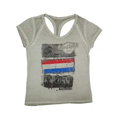 HARD ROCK CAFE Amsterdam T-Shirt Grey Short Sleeve Womens L