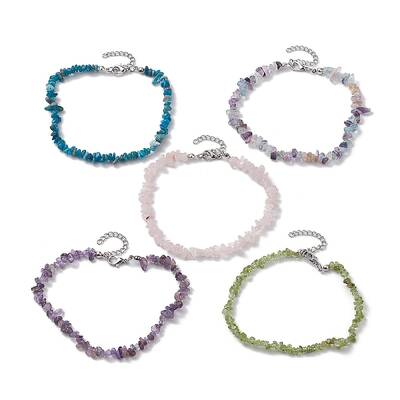 Natural Gemstone Beads Anklets